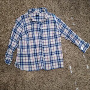 Talbots Shimmery Plaid Button-Up Shirt